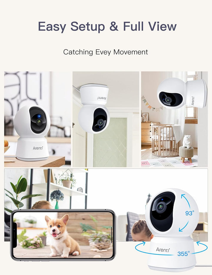 5G Security Camera Indoor, 4MP Pet Camera with Speaker for Dog/Cat, Baby Monitor with Phone App, Dual-Band Wifi, Auto Tracking, Super Night Vision, 2-Way Talk, Cloud & SD Card Storage