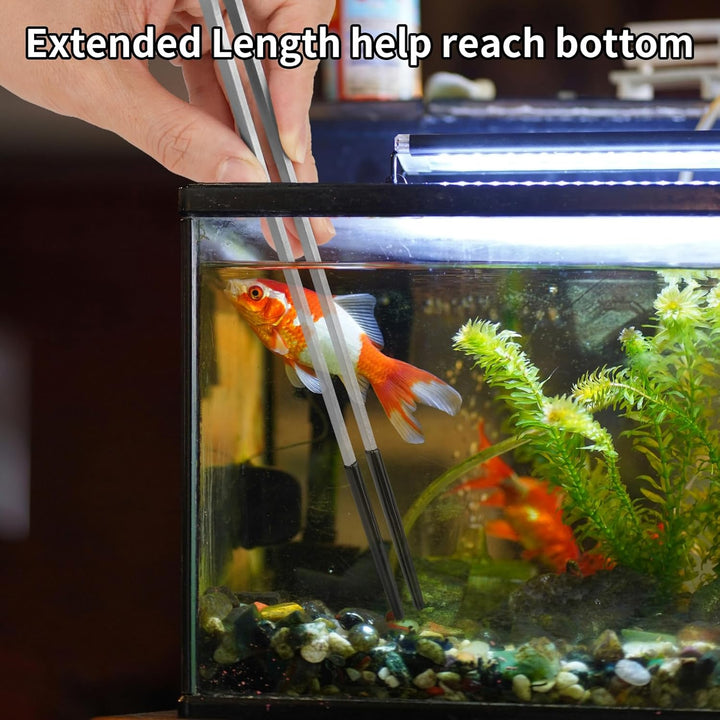 2PCS Stainless Steel Reptile Feeding Tongs with Rubber Tip, 10.6” Straight & Curved Long Tweezers for Aquarium or Craft, Bearded Dragon Tank Snakes Enclosure Accessories, Terrarium Supplies