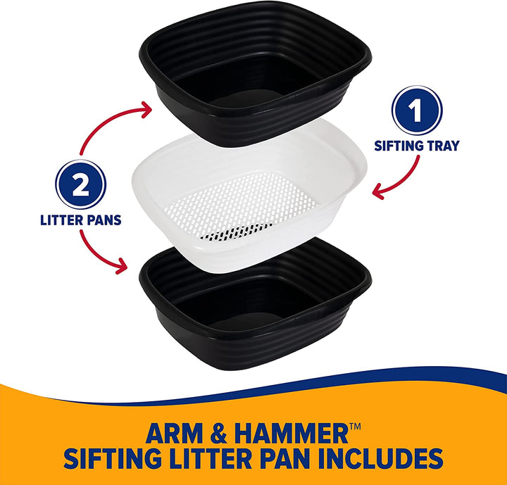Large Sifting Litter Box Scoop Free Cat Litter Tray with Microban, Made in USA