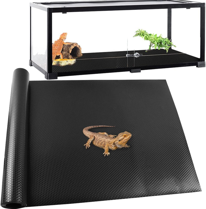 Reptile Carpet,Bearded Dragon Tank Accessories,Reptile Mat, Leopard Gecko Substrate,Bearded Dragon Tank Flooring,Snake, Tortoise Bedding(18" X 79 ", 1 PCS Black Thicker Mat)