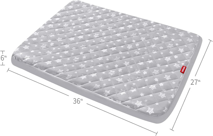 Waterproof Dog Bed Covers Replacement Washable Pet Hair Easy to Remove, Noiseless Quilted Puppy Pet Bed Cover Lovely Grey Star Print 27X36 Inches, for Dog/Cat, Cover Only