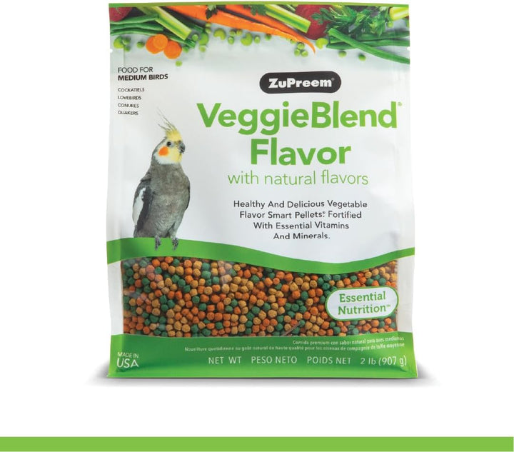 Fruitblend Bird Pellets, Daily Bird Food for Cockatiel, Lovebird, Quaker, Small Conure, Lorikeet, Core Nutrition for Medium Birds, Cockatiel Pellets, Conure Food (M, 2 Lbs)