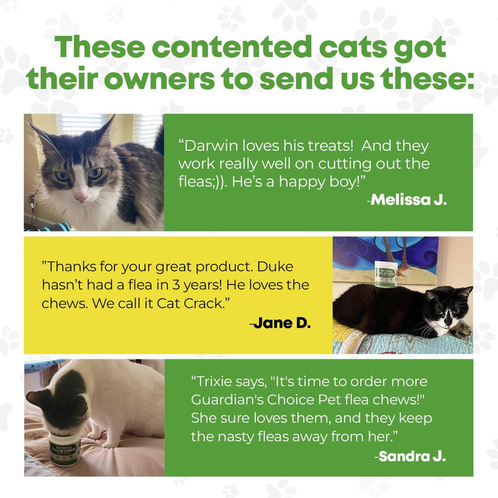 Flea and Tick Chewable Treats for Cats – No Harsh Chemicals – 100 Chicken-Flavored Chews Pets