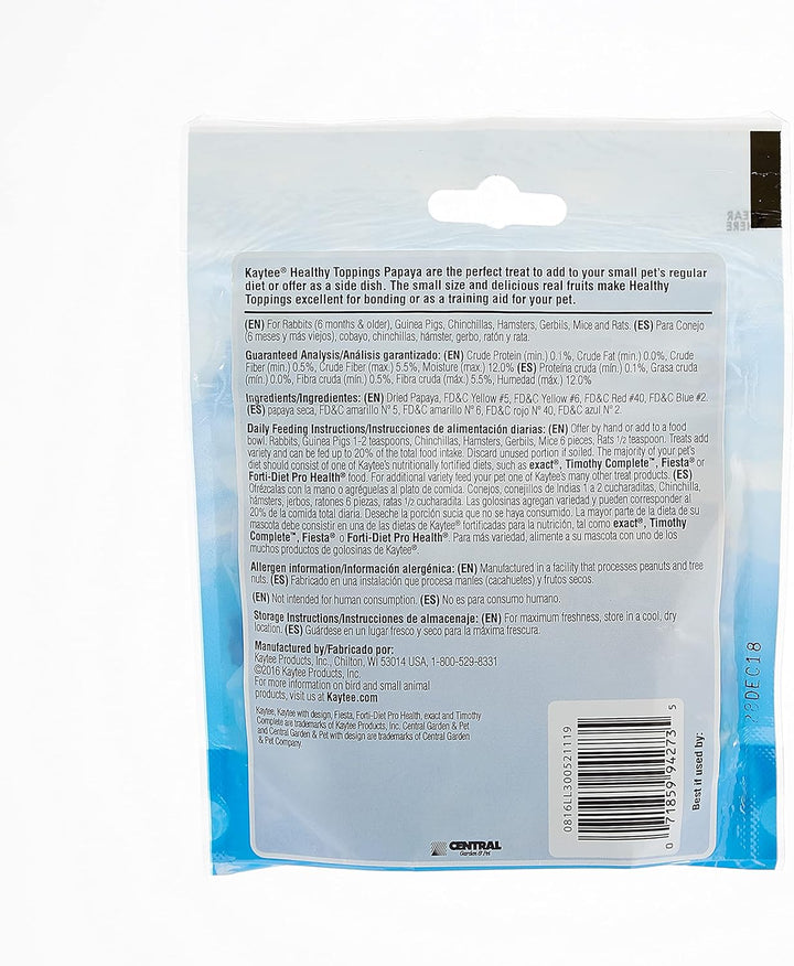 Fiesta Healthy Toppings Papaya Treat for Small Animals, 2.5-Oz Bag