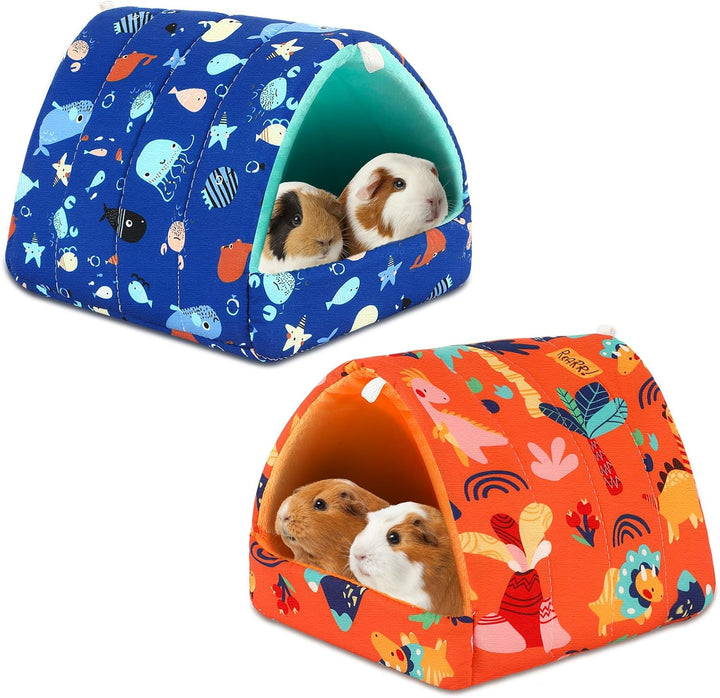 2 Pack Guinea Pig Hideout,Guinea Pig Bed Washable Small Animal House Cage Accessories for Mouse Chinchillas Hamsters Hedgehogs Ferrets Bearded Dragons and Rats