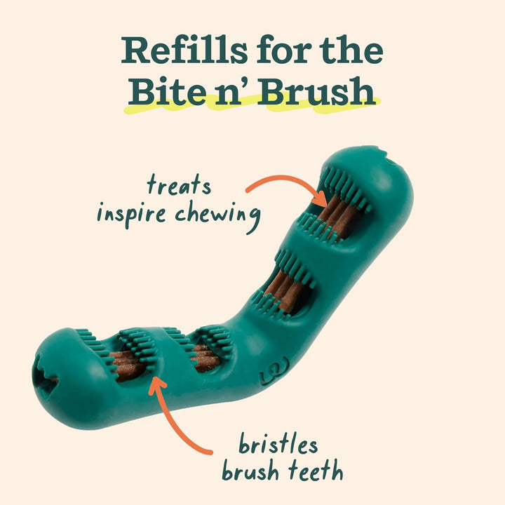 - Bite N' Brush Refills for the Dog Toothbrush Toy - Scrub Plaque and Tartar from Your Dog'S Teeth and Mouth - Dog Dental Chew Toy Treats - Approximately 16 Refills