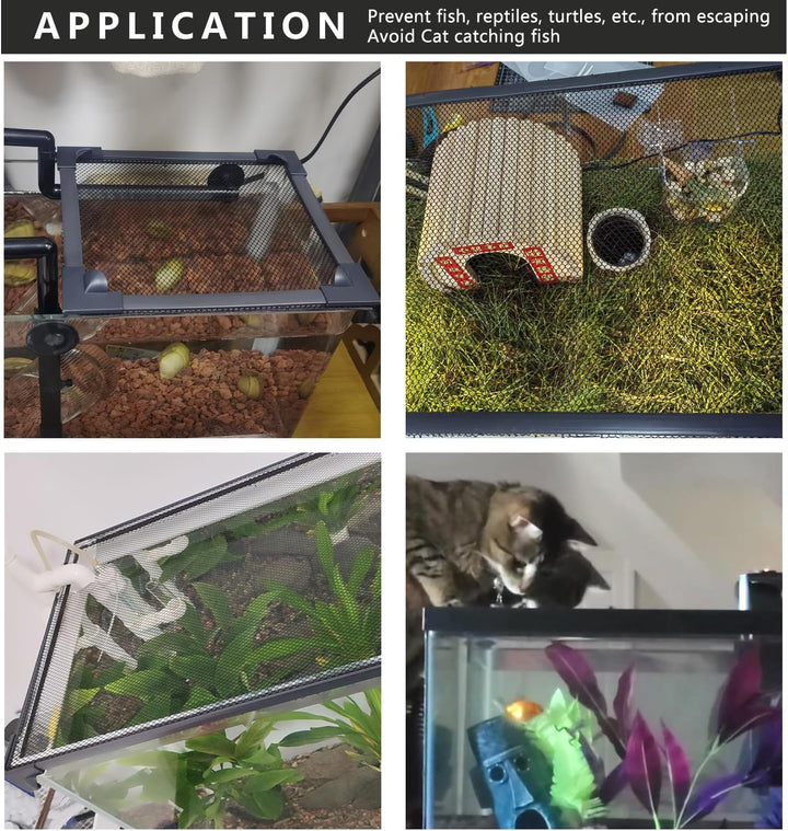 Magnetic Fish Tank Cover Net Aquarium Lid Mesh Top Hood Cut to Any Size Ventilation Transparency Anti-Jumping Aquarium Cover (39"X19")