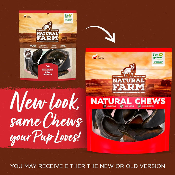 Cow Hooves (6 Pack), Odor-Free, All Natural Sourced from Farm-Raised Beef Hoof Dog Treats, Great Alternative to Bully Sticks or Rawhide, Dental Chew for Small, Medium, Large Breeds