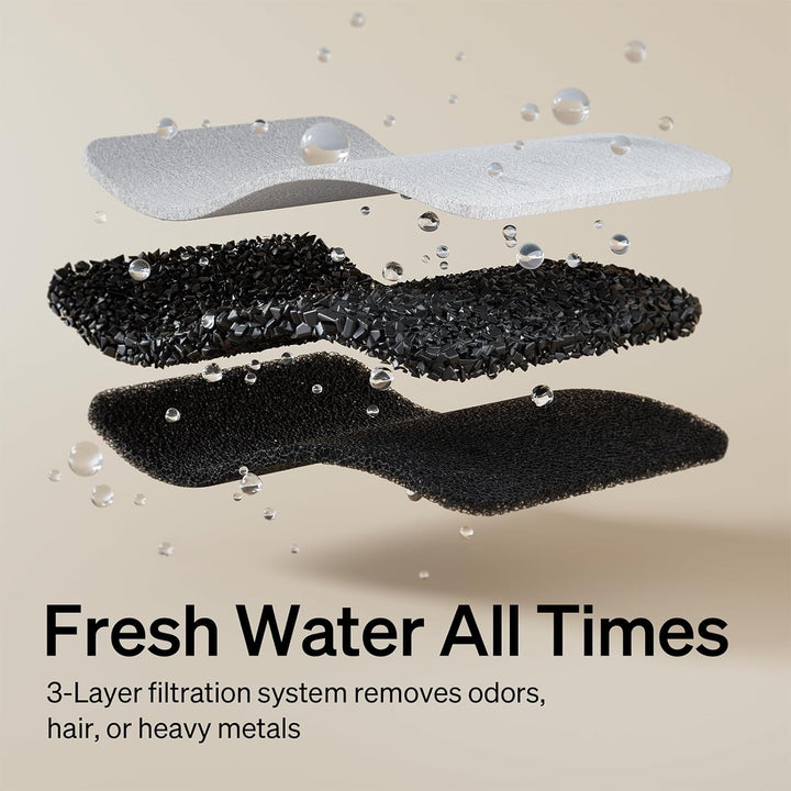 Stainless Steel Cat Water Fountain, 101Oz/3L Pet Water Fountain for Cats Inside, Food-Grade Dog Water Fountain, Automatic Water Dispenser with 4 Filters & 4 Sponges