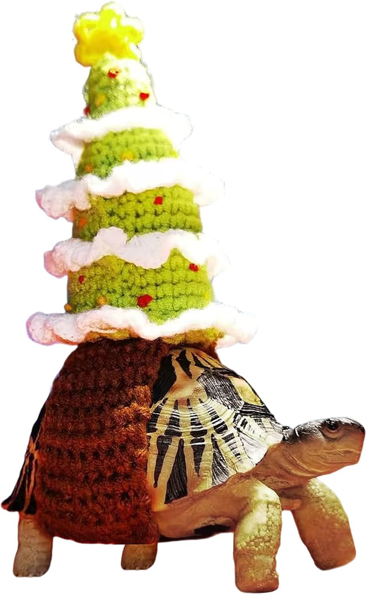 Sweater for Turtle, Handmade Knitted Sweater for Tortoise, Warm Small Animal Sweater, Knitted Pet Apparel with Adjustable Strap, Pet Cosplay Costume for Halloween (Red Stegosaurus, M)