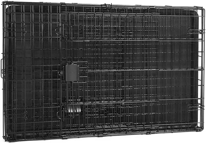 Durable, Foldable Metal Wire Dog Crate with Tray, Double Door, 36 X 23 X 25 In, Black