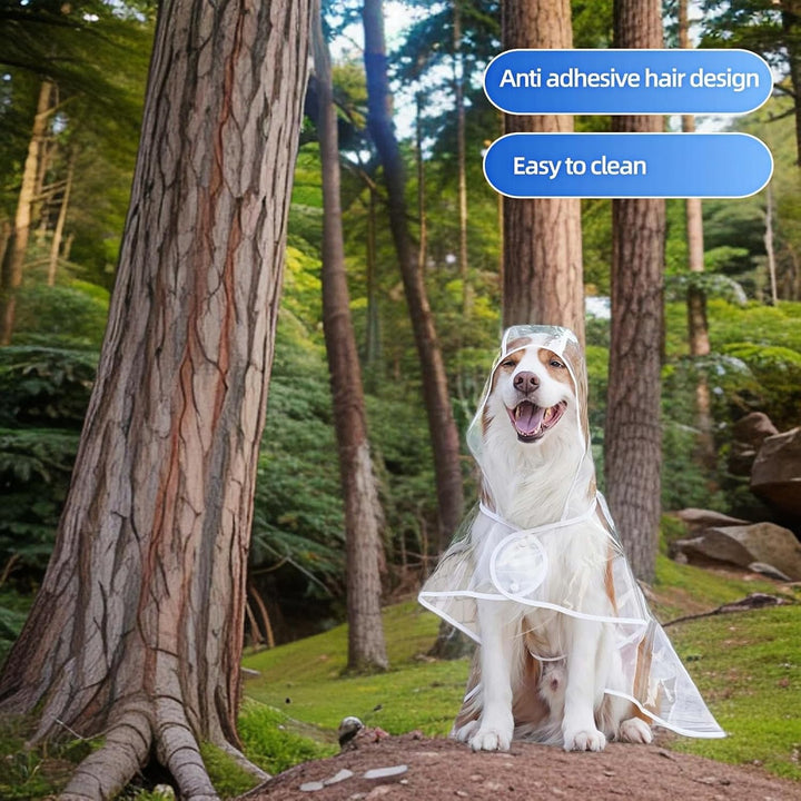 Clear Dog Rain Poncho for Small Medium Dogs,Heavy Waterproof Raincoat with Hidden Leash Hole&Adjustable Snaps,Pet Hooded Cape for Bichon Poodle (4-8Lbs) (Transparent, Medium)