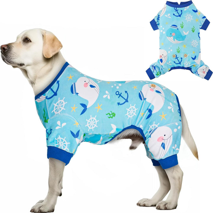 Dog Pajamas Velvet Dog Pajamas Large Sized Dogs Soft Dogs Clothes Pjs with Yellow Ducks Pattern Stretchy Pet Jammies Coat Comfy Pet Onesie Costume, 3X-Large