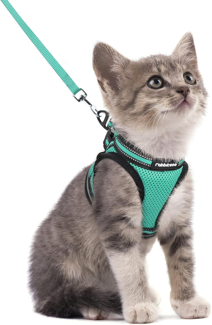 Cat Harness and Leash Set for Walking Escape Proof, Adjustable Soft Kittens Vest with Reflective Strip for Cats, Comfortable Outdoor Vest, Light Purple, S