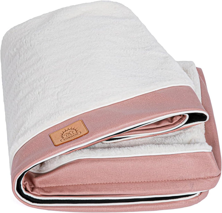 Washable Large Dog Bed Covers Soft Plush Replacement, Waterproof Dog Bed Liner, Pet Bed Cover with Zipper 35X22X3 Inches, Grey, Cover Only