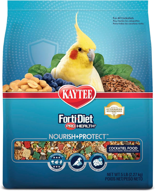 Forti-Diet Pro Health Nourish+Protect Cockatiel Food, Comprehensive Nutrition Backed by Science, Digestive Health, Immune Support, 5 Pounds