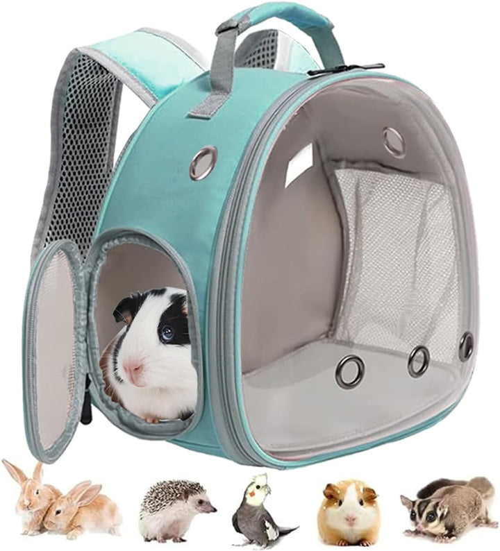 Guinea Pig Carrier Backpack, Clear Bubble Window Backpack for Guinea Pig, Bunny Rat Bird (Black, Carrier)