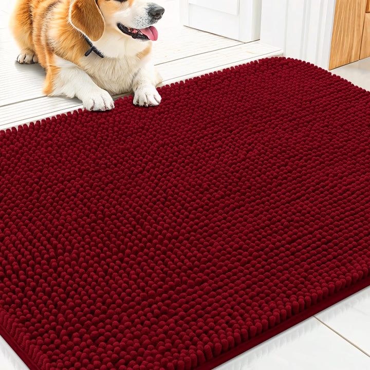 Dog Door Mat for Muddy Paws 30X20, Absorbs Moisture and Dirt Doormat, Non-Slip Washable Quick Dry Chenille Front Door Mat Indoor Entrance, Entryway Carpet for inside Floor, Grey