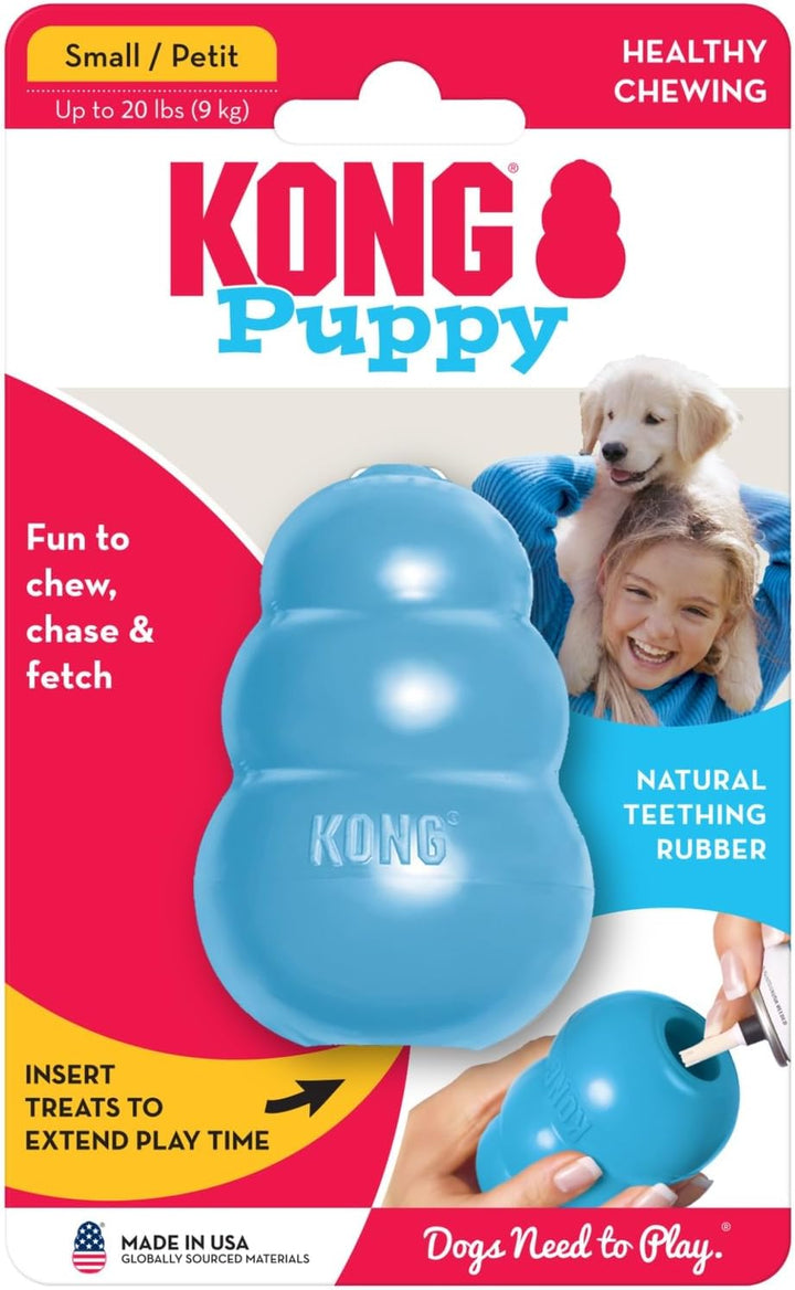 Puppy - Natural Teething Rubber Chew Toy for Dogs - Stuffable Dog Toy for Extended Playtime - Chew & Fetch Toy for Puppies - for Small Puppies - Blue
