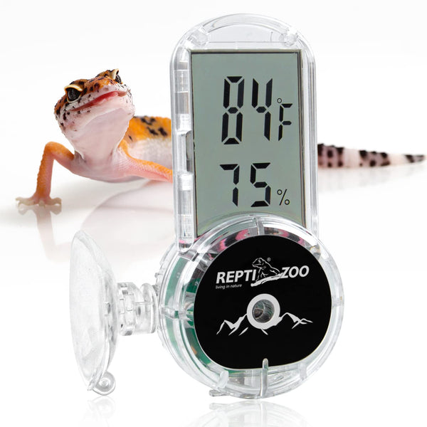 Upgraded Reptile Terrarium Thermometer Hygrometer,Digital Pet Temperature and Humidity Gauge with Suction Cup for Reptile Rearing Box Tank,4-Sides Mounting