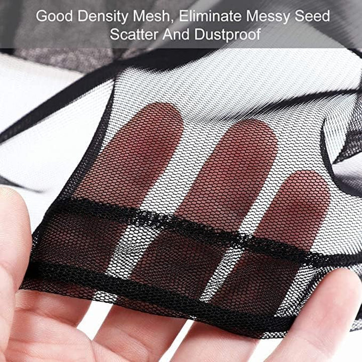 Adjustable Birdcage Seed Catcher Feather Catcher Bird Cage Cover Net Airy Soft Skirt Guard Birdcage Nylon Mesh Netting for Parrot Macaw Parakeet round Square Cage (118 X 32 Inch, Black)