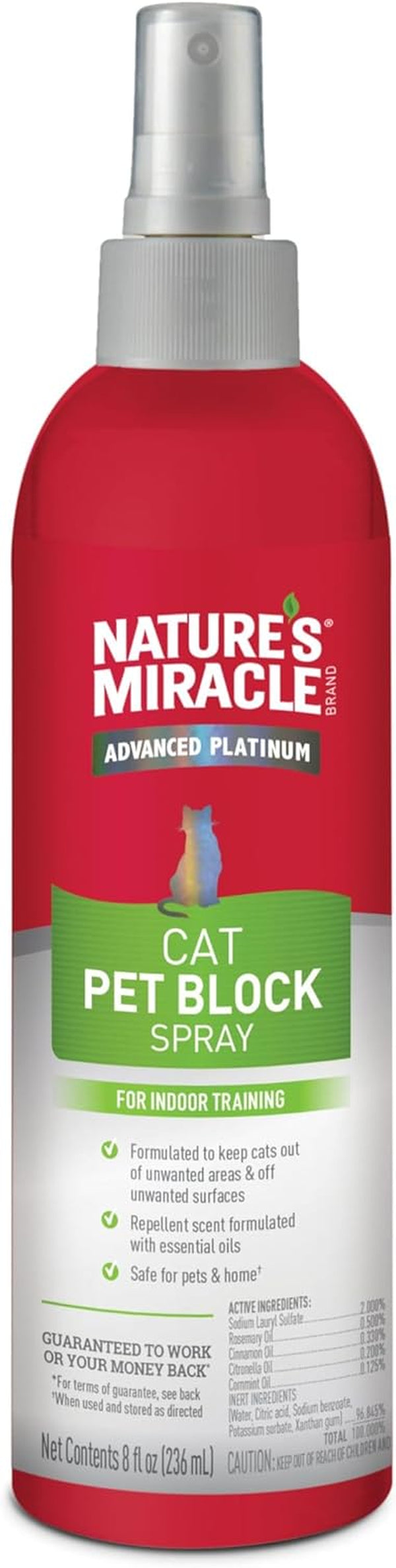 Advanced Platinum Cat Pet Block Repellent Spray, 8 Ounces, Indoor Training Aid for Cats