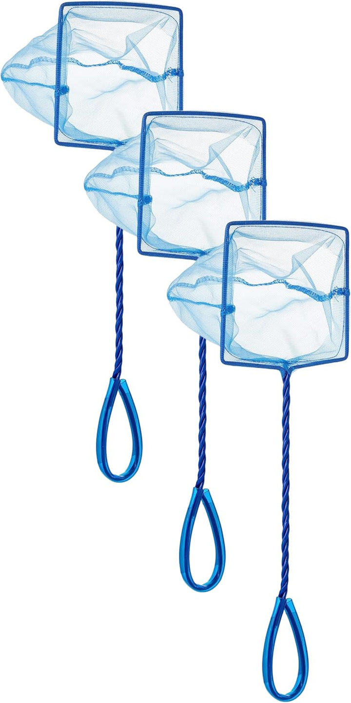 4-Inch Blue Fine Nylon Net with 10-Inch Handle, Aquarium Maintenance Tool, Blue, 11274