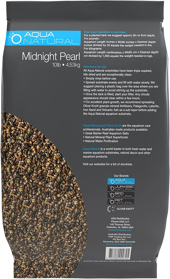 Midnight Pearl 10Lb Gravel Substrate for Aquascaping, Aquariums, Vivariums and Terrariums 2-4Mm, Brown, Small