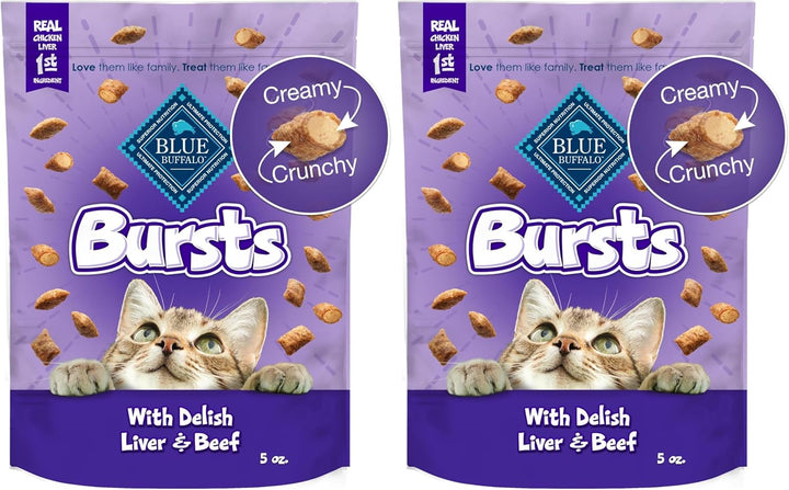 Bursts Crunchy & Creamy Cat Treats, Great for Training, Paw-Lickin' Chicken, 5-Oz Bag