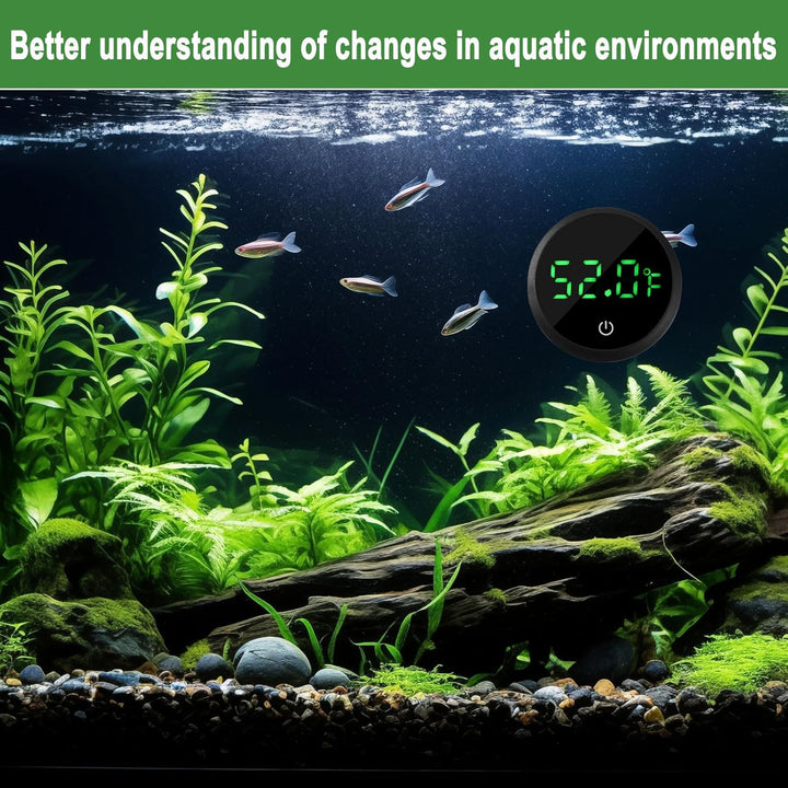 Aquarium Thermometer Digital Fish Tank Thermometer Led Display Fish Tank Temperature Gauge Accurate Thermometer to ±1℉ for Betta Axolotl Turtle Tank (With Spare Battery)