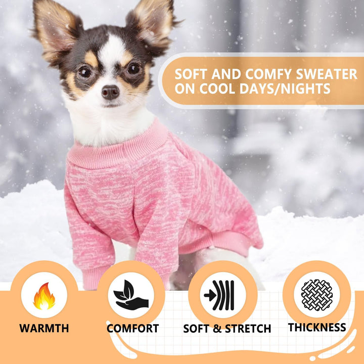 2 Pieces Dog Sweaters for Small Dogs Fall Winter Dog Clothes Female Fleece Puppy Sweater Warm Thick Outfit Pet Small Dog Sweater for Boy Girl Dogs,Xxs