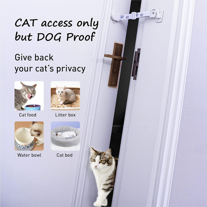 Adjustable Door Strap and Latch, Textile Cat Door Latch to Keep Dog Out of Litter Box, Economical Alternative of Pet Gates, Basic 1 Pack