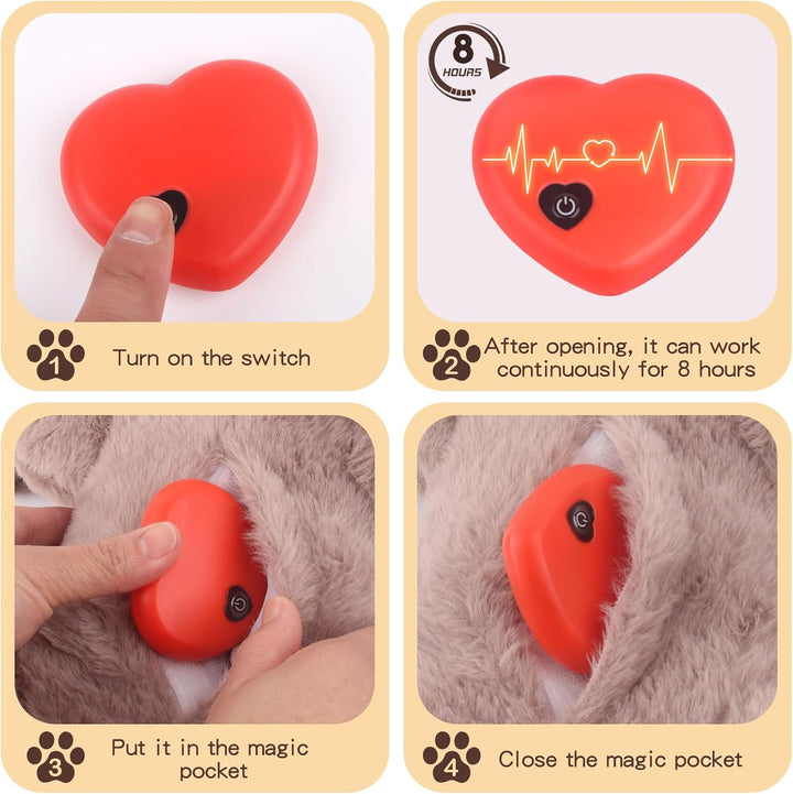 Beverly Shark Puppy Heartbeat Toy Dog Anxiety Relief Calming Aid Puppy Heartbeat Stuffed Animal Behavioral Training Sleep Aid Comfort Soother Plush Toy for Puppies Cats