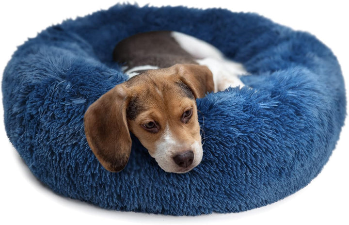 Small Calming Dogs Bed for Small Dogs Anti-Anxiety Machine Washable Fluffy Luxury Anti-Slip Waterproof Mute Base Warming Cozy Soft Pet Puppy round Bed