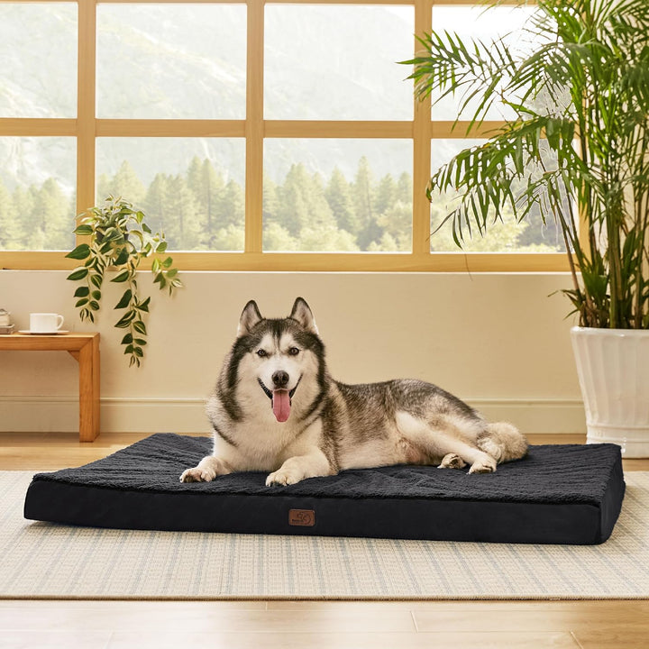 Dog Beds Large Sized Dog - Comfy Flat Pet Beds with Removable Washable Cover, Orthopedic Egg Crate Foam Puppy Mat, Suitable for Pet up to 65 Lbs