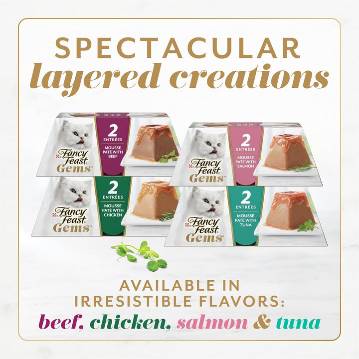 Gems Pate Cat Food Mousse and a Halo of Savory Gravy Wet Cat Food Variety Pack - (Pack of 12) 4 Oz. Boxes