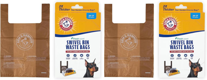 Heavy Duty Pet Waste Bags for Swivel Bin & Rake Dog Pooper Scooper, 20 Count Refill Bags (Packaging May Vary)