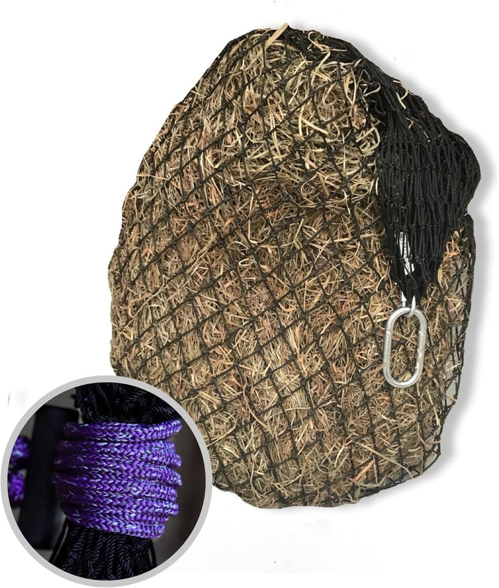 Hay Net for Horses | Slow Feed Hay Bag Feeder | Marine-Grade UV Treated Nylon | Holds 4-6 Flakes | Half Bale Net | 1 3/4" Holes | Oat Rope Color