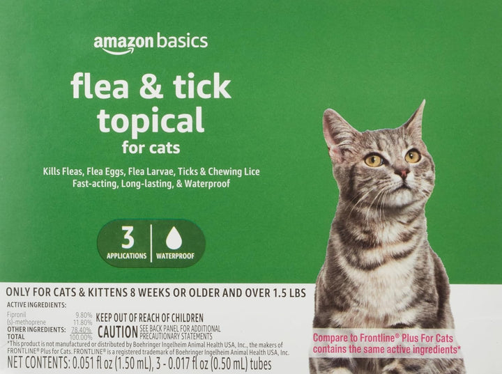 Flea and Tick Topical Treatment for Cats (Over 1.5 Pounds), 6 Count (Previously Solimo)