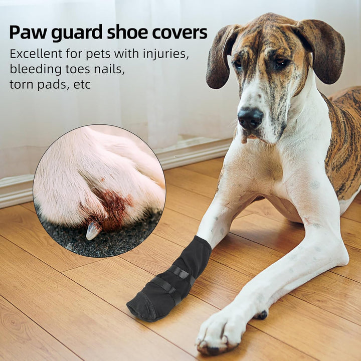 Dog Paw Wound Recovery Boot, Breathable Dog Bootie for Injured Paw, Anti-Slip Dog Shoe with Self-Adhesive Strap, Dog Paw Protector for Outdoor Walking & Keep Dogs from Licking Wounds (L)