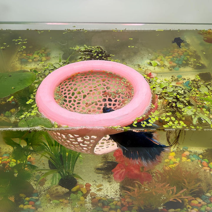 Aquarium Floating Betta Fish Skins, Betta or Shrimp Feeder, Cave and Hammock, Small Fish Feeding Rings, Aquarium Hiding Feeding Decorative Accessories (Black)
