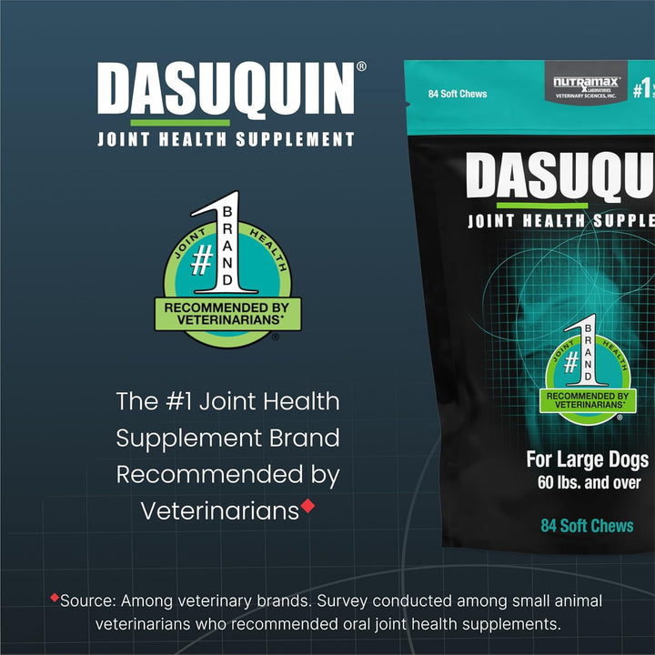 Dasuquin Joint Health Supplement for Large Dogs - with Glucosamine, Chondroitin, ASU, Boswellia Serrata Extract, and Green Tea Extract, 84 Soft Chews, DASL84SC