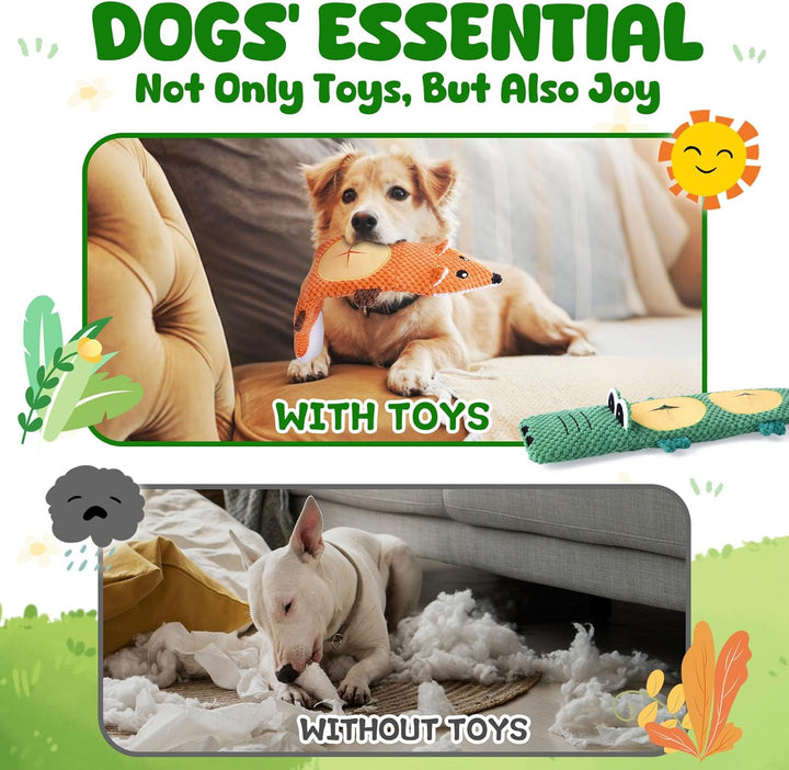 Dog Toys for Aggressive Chewers, 2 Pack No Stuffing Interactive Dog Toys for Boredom and Teething, Squeaky Chew Toy for Small, Medium Breed to Keep Them Busy