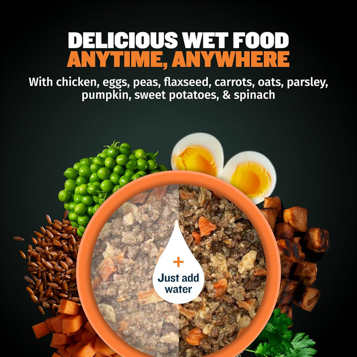 Wet Dog Food for Adults & Puppies - Dehydrated High Protein Instant Fresh Soft Dog Food with Chicken - Healthy Muscle Growth for Small & Large Breeds - 2 Dry Pounds (Makes 5.5 Lbs. Wet Food)