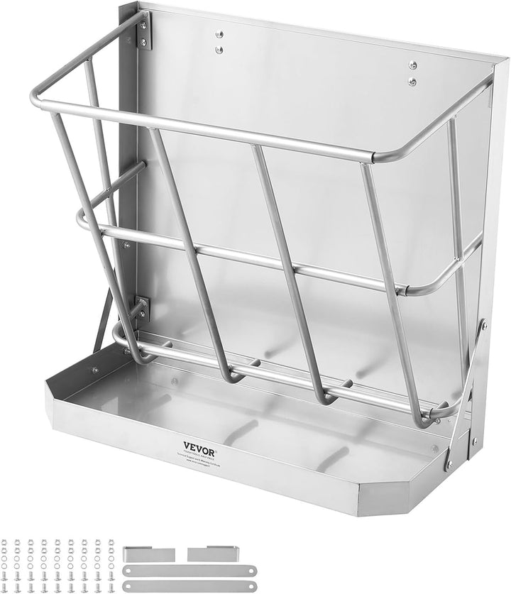 Livestock Feeder, 18.5 Gallons Large Capacity, Heavy-Duty Steel Goat Hay Rack, 24.4" Long Wall Mounted Horse Hay Holder, Multiple Sided Feeding Rack for Sheep Farm Livestock Indoor Outdoor