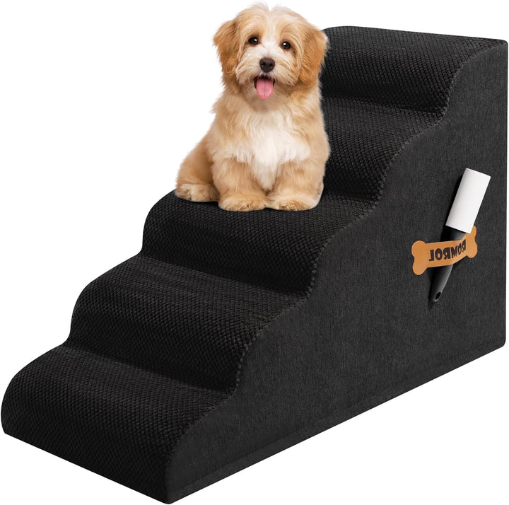 Dog Stairs Ramp for Beds Couches, 15.7” H 33D Extra Wide Pet Steps with Durable Non-Slip Waterproof Fabric Cover, Dog Slope Stairs for Small Dogs and Cats or Pets Friendly, 3-Tiers, Grey