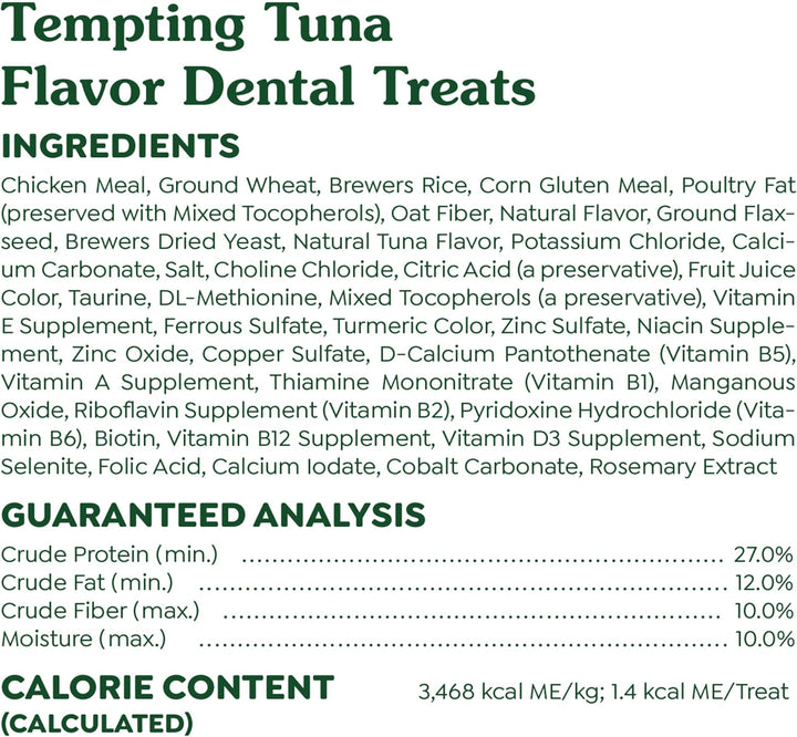 Feline Adult Dental Cat Treats, Tempting Tuna Flavor, 9.75 Oz. Tub
