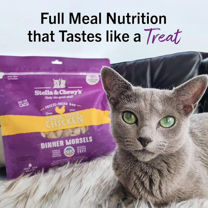 Freeze-Dried Raw Cat Dinner Morsels - Premium Chicken Recipe with 98% Cage-Free Meat & Organs - Natural Grain-Free Cat & Kitten Food - Made in USA - 3.5 Oz