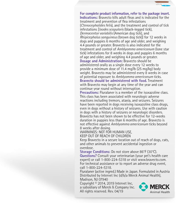 Chew for Dogs, Flea & Tick, 1 Chew, 12 Week Supply, >44-88 Lbs., Blue Box