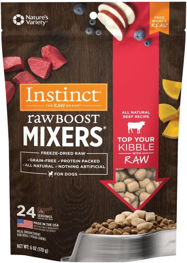 Raw Boost Mixers, Freeze Dried Dog Food Topper, Grain Free Recipe - All Natural Beef, 14 Oz. Bag